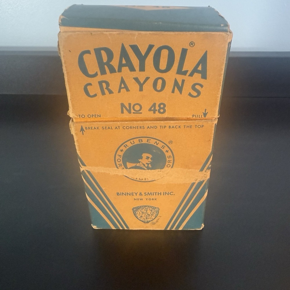 CRAYOLA‎ CRAYONS NO 48 RUBENS BINNEY & SMITH CO Box & Crayons